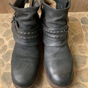 as98 size 41 black leather biker ankle boots